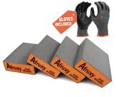 Pacote com 4 esponjas de lixar 320 Grit com luvas de trabalho Afruxy