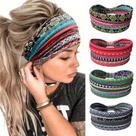 Pacote com 4 faixas de cabelo com estampa tribal Boho Tribal, amplo e elástico
