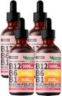 (Pacote com 4) Gotas líquidas de vitamina B12 e B6 NUSAVA 5000mcg/80ml