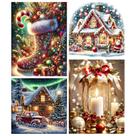 Pacote com 4 kits de arte com diamantes de Natal NEGEKFKX 40x30cm de Natal Pacote com 4 kits de arte com diamantes de Natal NEGEKFKX 40x30cm de Natal