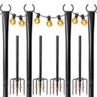 Pacote com 4 postes de luz de corda externos Nexillumi Heavy-Duty Metal