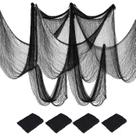 Pacote com 4 tecidos assustadores de Halloween, Kijamilee, 183 x 76 cm, preto