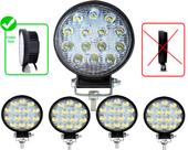 Pacote com 4x Un Farol de Milha Redondo 42w 14 Leds Jeep Troller 12v 24v Universal Banco Trator Carro Moto Suv Caminhão