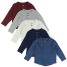 Pacote com 5 camisetas infantis Henley da HonestBaby, 100% algodão orgânico