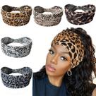 Pacote com 5 faixas elásticas largas com estampa de leopardo para mulheres