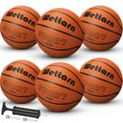 Pacote com 6 bolas de basquete de borracha Wettarn, tamanho 3, 56 cm com bomba