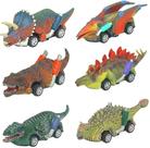 Pacote com 6 brinquedos de dinossauro coloridos brilhantes para crianças de 3 anos ou mais