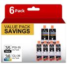 Pacote com 6 cartuchos de tinta NEXTPAGE PGI-35 CLI-36 compatíveis