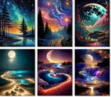 Pacote com 6 kits de arte Meothan 5D Diamond 30x40 cm Moon Beach