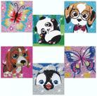 Pacote com 6 kits de pintura de diamantes CHWGLFGG para iniciantes, kit de arte com diamantes 5D DIY para crianças 6-8-9-10-12 meninas e meninos, animais fofos, arte e artesanato, kits de pintura Easy Small Full Drill para decoração de parede de 6 x 6"