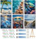 Pacote com 6 kits Paint by Numbers Tela Mrnsiet de 20 x 30 cm