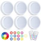 Pacote com 6 luzes LED Puck Lights HFCDL 2,4" RGBW que mudam de cor