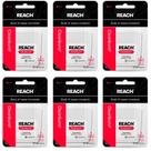 Pacote com 6 pacotes de fio dental Dental Floss Reach Waxed, canela, 50 ml, adultos e crianças