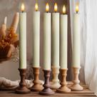 Pacote com 6 velas LED sem chama West Ivory Taper de 25 cm