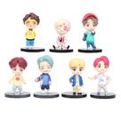 Pacote com 7 Action Dolls K-pop BTS, 6-8 cm, PVC com bolsa opp