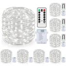 Pacote com 8 Fairy Lights Mlambert, 12 m, operado por bateria, branco frio Pacote com 8 Fairy Lights Mlambert, 12 m, operado por bateria, branco frio