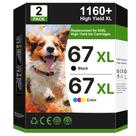 Pacote combinado de cartuchos de tinta HUGKIU 67XL preto/colorido para HP