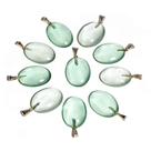 Pacote de 05 Pingentes Cabochão Oval de Obsidiana Verde com Montagem em Pino Prateado