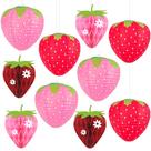 Pacote de 10 lanternas de papel de morango KatChon para decoração de festa