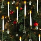 Pacote de 10 velas cônicas sem chama para decoração de árvore de Natal