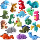 Pacote de 18 brinquedos de dinossauro de pelúcia TIKAITOYO para crianças com chaveiro