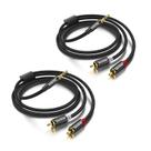 Pacote de 2 cabos Smithok de 3,5 mm para RCA 1 m de nylon trançado preto