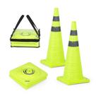 Pacote de 2 cones de trânsito BATTIFE, 70 cm, verde limão com faixa reflexiva