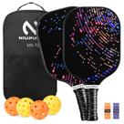 Pacote de 2 pás Pickleball niupipo MX-72 em fibra de vidro com bolas