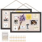 Pacote de 2 placas de cortiça Miratino com moldura de madeira de linho de 40x28 cm