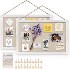 Pacote de 2 placas de cortiça Miratino com moldura de madeira de linho de 40x28 cm