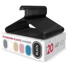 Pacote de 20 cabides de plástico Sharpty Durable - Preto