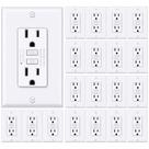 Pacote de 20 tomadas GFCI Outlet BESTTEN 15A com indicador LED branco ETL