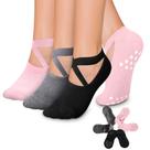 Pacote de 3 meias Grip Socks Diu Life para mulheres, ioga e pilates antiderrapantes