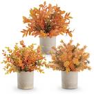 Pacote de 3 plantas artificiais de outono de eucalipto Der Rose 25 cm