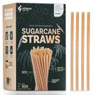 Pacote de 300 canudos de cana-de-açúcar biodegradáveis de 21 cm Weemium Pacote de 300 canudos de cana-de-açúcar biodegradáveis de 21 cm Weemium