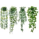 Pacote de 4 plantas artificiais de eucalipto suspensas Sggvecsy com vaso