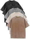 Pacote de 5 camisetas Flygo Oversize para homens: algodão preto+cinza+cáqui+bege Pacote de 5 camisetas Flygo Oversize para homens: algodão preto+cinza+cáqui+bege