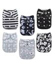 Pacote de 6 fraldas de pano para bebês ALVABABY com 12 inserções ajustáveis Pacote de 6 fraldas de pano para bebês ALVABABY com 12 inserções ajustáveis