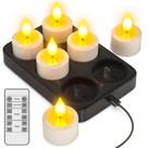 Pacote de 6 velas sem chama recarregáveis Yme com controle remoto e base