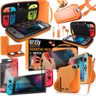 Pacote de acessórios Orzly Switch Orange capa, alça, cabo, fones de ouvido