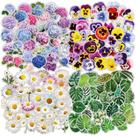 Pacote de adesivos: 160 unidades de flores, hortênsia, margarida, folha e amor-perfeito, D Pacote de adesivos: 160 unidades de flores, hortênsia, margarida, folha e amor-perfeito, D