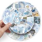 Pacote de adesivos, azul claro, estético, estilo coreano, 50 unidades