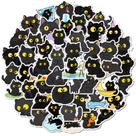 Pacote de adesivos Big Eye Black Cat, 50 unidades de vinil de desenho animado à prova d'água