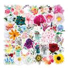 Pacote de adesivos Blooming Flowers, 50 unidades de decalque floral colorido