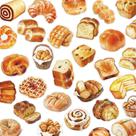 Pacote de adesivos Bread Theme, 50 unidades de adesivos realistas para assar alimentos Pacote de adesivos Bread Theme, 50 unidades de adesivos realistas para assar alimentos