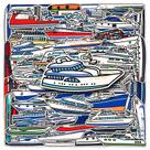 Pacote de adesivos Cartoon Ship Theme 50 unidades de barco e iate desenhados à mão Pacote de adesivos Cartoon Ship Theme 50 unidades de barco e iate desenhados à mão