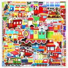 Pacote de adesivos Cartoon Train, 50 unidades, trilho de locomotiva colorido