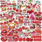 Pacote de adesivos Cherry, 50 unidades, desenho animado, frutas, vermelho, vinil impermeável