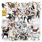 Pacote de adesivos com tema de cabra, 50 unidades de animais realistas e de desenho animado