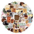 Pacote de adesivos com tema de café, vinil impermeável, 50 unidades